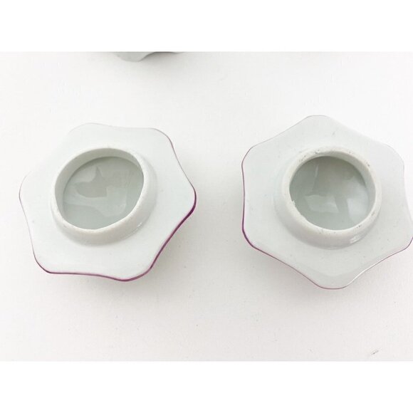 T. LIMOGE Italy Peint A La Main Dresser Vases With Lids 4” Tall Containers 2pc - Picture 8 of 12